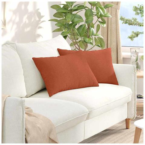 Cuscini da Divano 2 pcs Rosso Arancio 60 x 40 cm - Foto 2