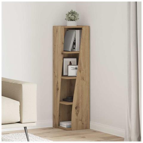 Mobile angolare Bianco 27,5x27x102cm Legno multistrato - Foto 2