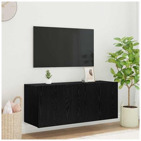 Mobile TV da parete Rovere Nero 100 x 35 x 41 cm - Foto 2
