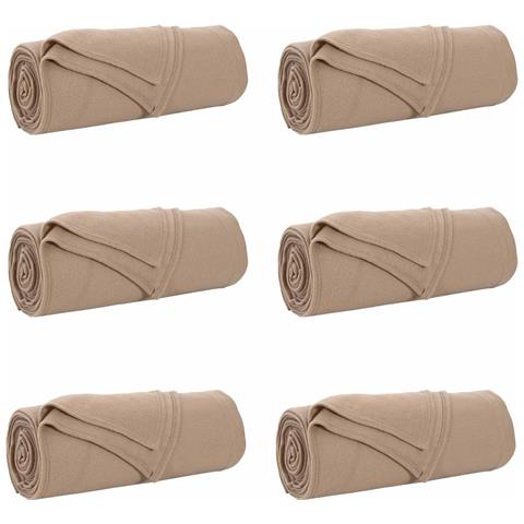 Coperte da Pile 6 pcs Cammello 280 x 210 cm Panno - Foto 1