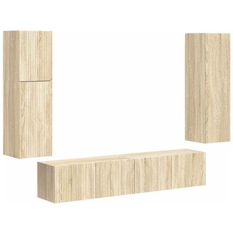 Set mobile TV 4 pcs Rovere Sonoma Legno multistrato - Foto 1