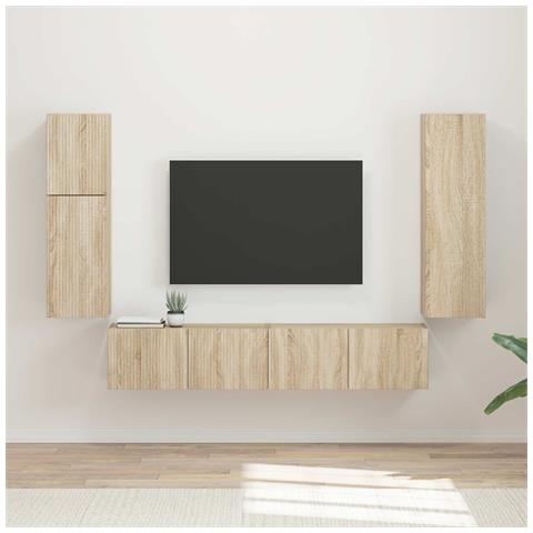 Set mobile TV 4 pcs Rovere Sonoma Legno multistrato - Foto 2