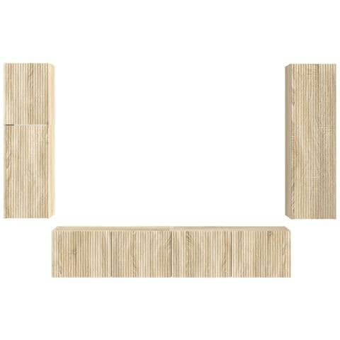 Set mobile TV 4 pcs Rovere Sonoma Legno multistrato - Foto 9