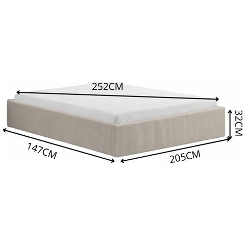 Austin Letto Con Contenitore 140x190 Cm In Velluto A Coste Beige - Foto 6
