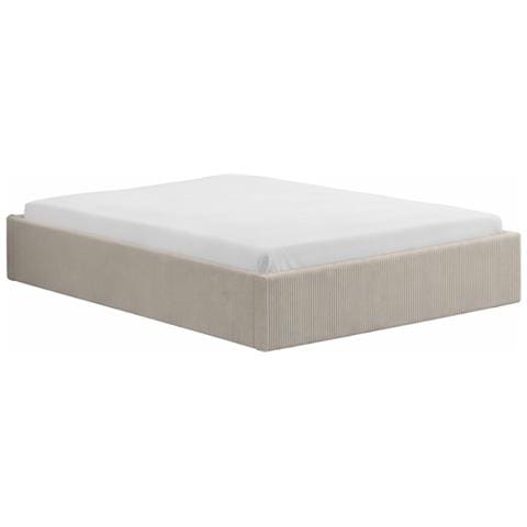 Austin Letto Con Contenitore 140x190 Cm In Velluto A Coste Beige - Foto 1