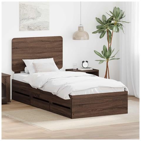 Struttura del letto con cassetto Rovere Marrone 90 x 200 cm - Foto 2