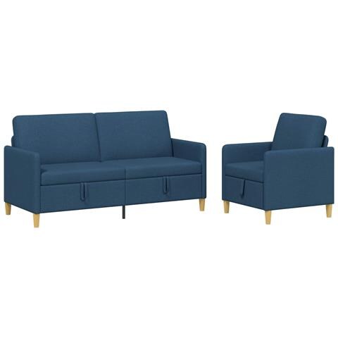 Set di Divani con Storage 2 pcs Blu Poliestere - Foto 1