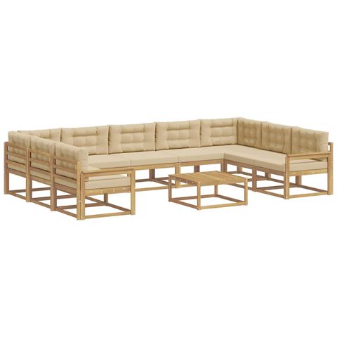 Set di divani da esterno con cuscino 10 pcs Bianco e Beige - Foto 1