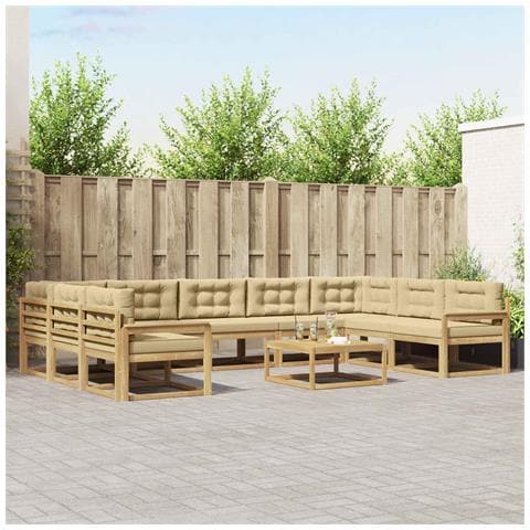 Set di divani da esterno con cuscino 10 pcs Bianco e Beige - Foto 2