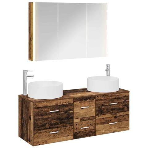 Set di mobili per il bagno 4 pcs Legno antico - Foto 1