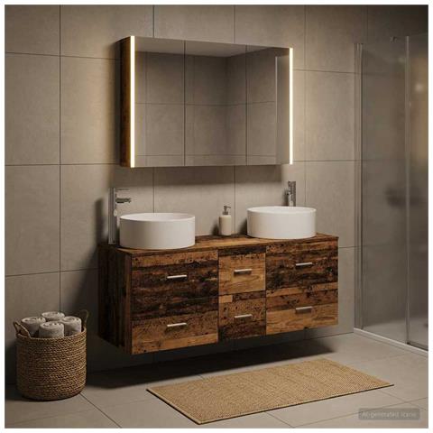 Set di mobili per il bagno 4 pcs Legno antico - Foto 2