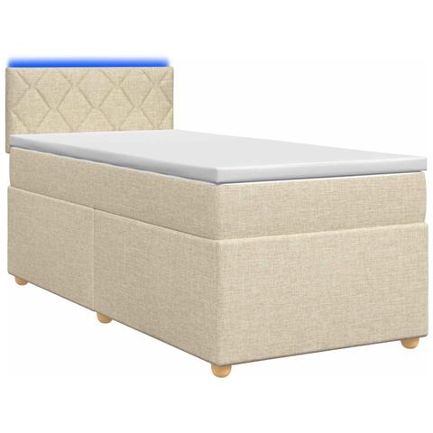 Letto box spring con materasso Crema 80 x 200 cm Tessuto - Foto 1