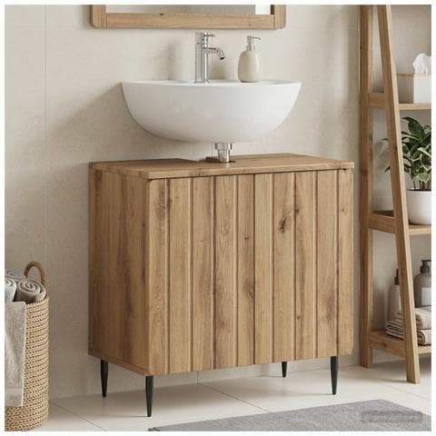 Armadio per Lavabo da Bagno ZWOLLE Rovere Artigianale - Foto 2