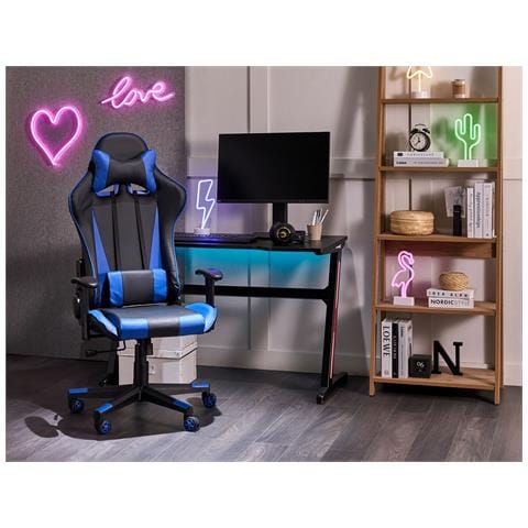 Sedia Da Ufficio Scrivania Blu Scuro E Nero Gamer - Foto 16