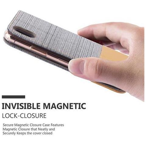 Custodia Compatibile Con Apple Iphone X / Xs In Grigio Chiaro Marrone - Coperchio Protettiva Con Chiusura Magnetica, Funzione Stand E Tasca Per Le Carte - Foto 10