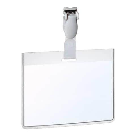 Portanomi Con Clip Eurobadge Tasca Chiusa Pvc Trasparente Inserto 60x90mm Conf. 25 - 814319 - Foto 1