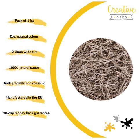 1kg Eco Carta Tagliuzzato Carta Kraft | Sostituzione Della Lana Di Legno | Materiale Da Imballaggio Per Regalo Di Natale A Strisce | Viene In Borsa Blu - Foto 5