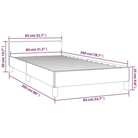 Giroletto senza Materasso Grigio Chiaro 80x200 cm Tessuto - Foto 2