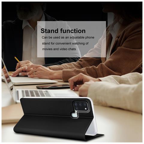Custodia Compatibile Con Samsung Galaxy A21s In Classy Nero - Coperchio Protettiva Con Chiusura Magnetica, Funzione Stand E Tasca Per Le Carte - Foto 8