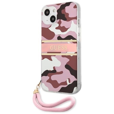 Cover Per Iphone 13 Mini Camo Con Cordino In Nylon, Rosa - Foto 1