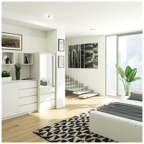 Armadio A 2 Ante Battenti E Cassetti S60 con specchio, 60x51x180 cm, Colore Bianco - Foto 6