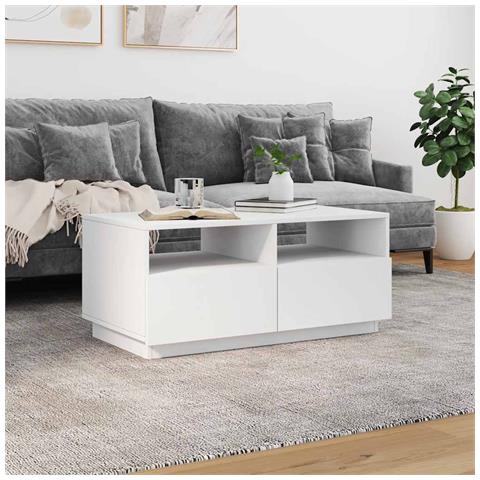 Tavolino Da Soggiorno Con Luci Led Bianco 90x49x40 Cm - Foto 10