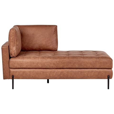 Chaise Longue Versione Sinistra Rebais Pelle Sintetica Marrone Dorato - Foto 2