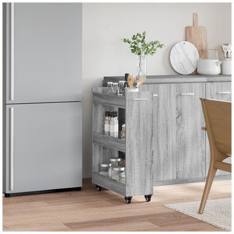 Mobile Con Ruote Grigio Sonoma 60x22x79 Cm In Legno Multistrato - Foto 3