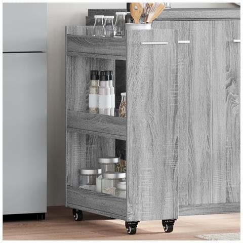 Mobile Con Ruote Grigio Sonoma 60x22x79 Cm In Legno Multistrato - Foto 1