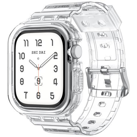 Cinturino Sportivo In Silicone Per Apple Watch Series 9/10, 46mm, Nero Trasparente Transparent - Foto 1