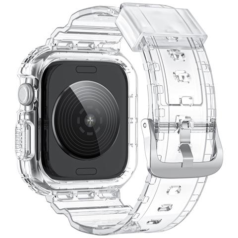 Cinturino Sportivo In Silicone Per Apple Watch Series 9/10, 46mm, Nero Trasparente Transparent - Foto 2