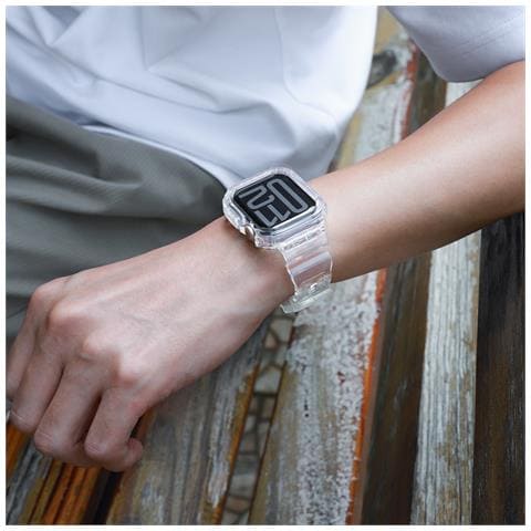 Cinturino Sportivo In Silicone Per Apple Watch Series 9/10, 46mm, Nero Trasparente Transparent - Foto 7