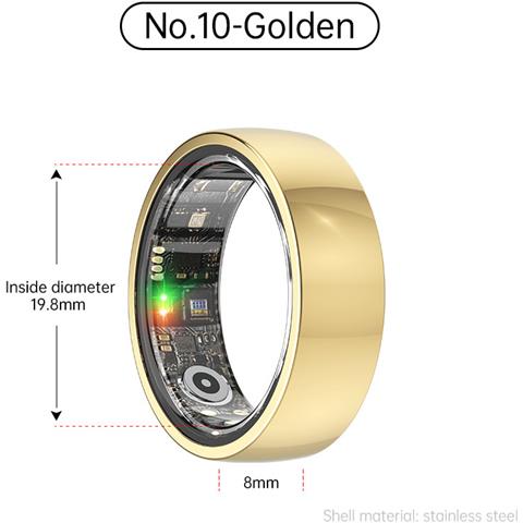 Smart Ring R1000 – Monitor Del Sonno, Bluetooth 5.0, Monitor Dell'ossigeno Nel Sangue Gold 10 - Foto 1