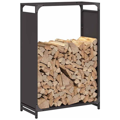 Rastrelliera per Legna da Ardere Nera 60x28x90 cm - Foto 2