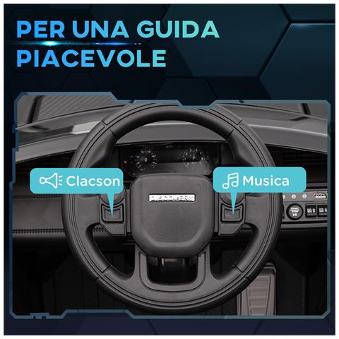 Macchina Elettrica per Bambini a Licenza Land Rover con Fari, Clacson e Cintura, 106x65.5x51 cm, Nero - Foto 6
