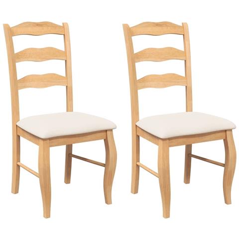 Sedie Da Pranzo Con Cuscini 2 Pz Naturale Legno Massello Hevea - Foto 1