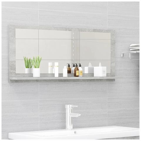 Lusso Casadino -  Specchio Da Bagno Grigio Cemento 90x10,5x37cm Legno Multistrato - Foto 7