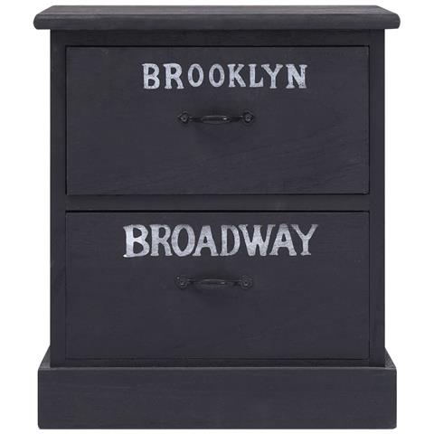 Comodino Nero 38x28x45 Cm In Legno Di Paulonia - Foto 1