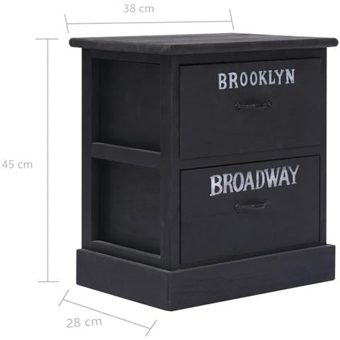 Comodino Nero 38x28x45 Cm In Legno Di Paulonia - Foto 6