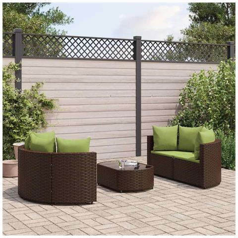Lusso Casadino - Set Divano Da Giardino 5 Pz Con Cuscini Marrone In Polyrattan - Foto 8