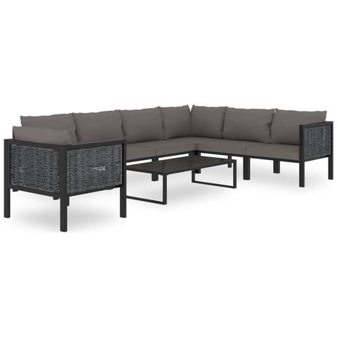 Lusso Casadino -  Set Divani Da Giardino 8 Pz Con Cuscini In Polyrattan Antracite - Foto 2