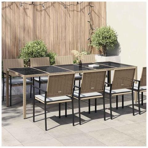 Tavolo da Pranzo da Giardino Beige 250x100x75 cm Polyrattan - Foto 2