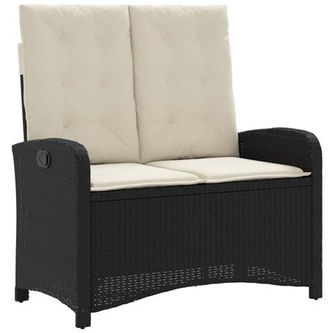 Panca Reclinabile da Giardino con Cuscini Nera in Polyrattan - Foto 1