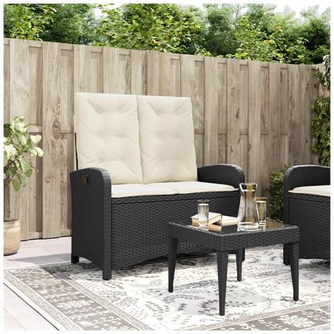 Panca Reclinabile da Giardino con Cuscini Nera in Polyrattan - Foto 2