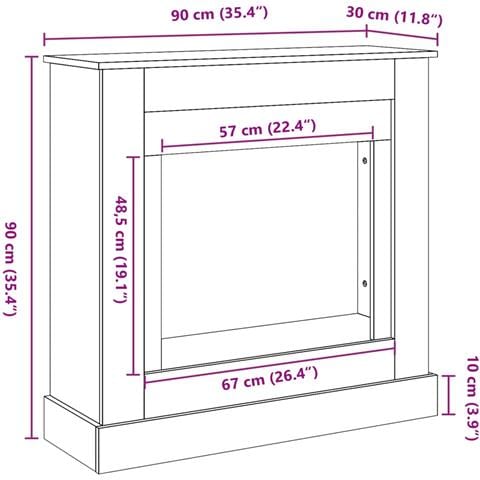 Cornice per Camino Rovere Fumo 90x30x90 cm in Truciolato - Foto 9