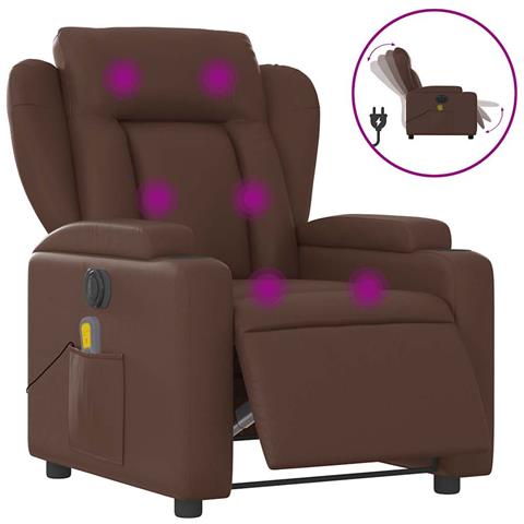 Poltrona Massaggiante Elettrica Marrone in Similpelle - Foto 1