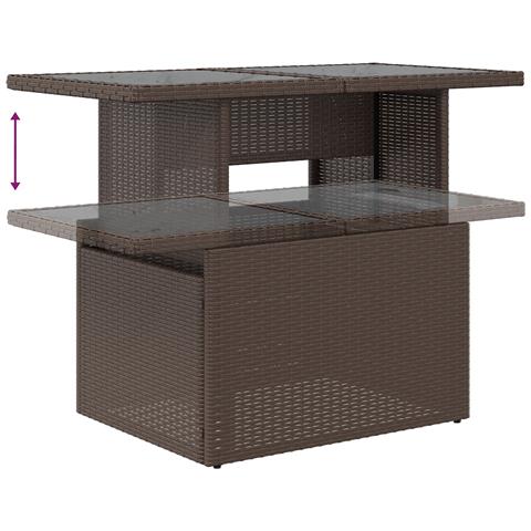 Set di divani da giardino 6 pezzi con cuscini Rattan Poli Marrone, Divano da giardino 2 posti con cuscini Rattan Poli Marrone - Foto 9