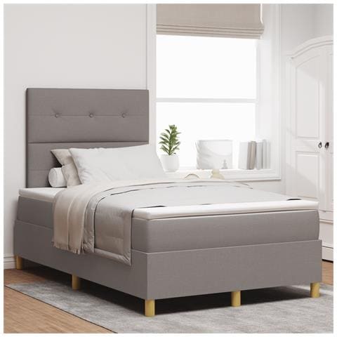 Letto a molle e materasso tortora 120x200 cm in tessuto - Foto 2