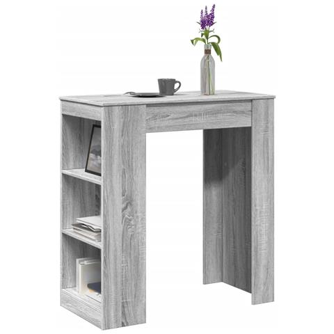 Tavolo Bar con Rastrelliera Grigio 95x47x103,5 cm Multistrato - Foto 2