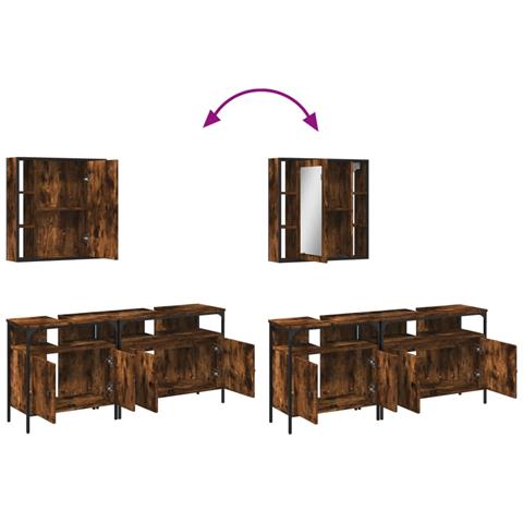 Set Mobili da Bagno 3 pz Rovere Fumo in Legno Multistrato - Foto 9